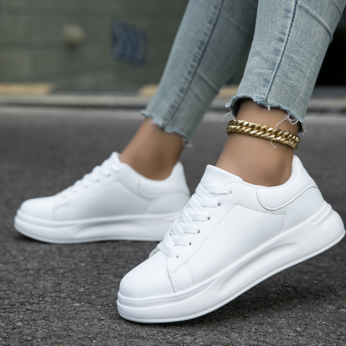 Classic Pure White Leather Shoes