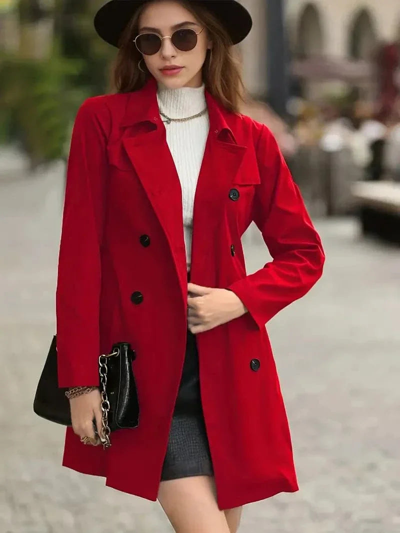 Slim Fit Ladies Coat with Tie Waist - Nocini