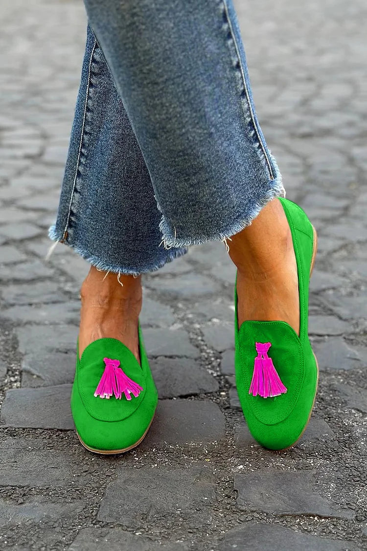 Fashionable Fringe Detail Loafers - Olytrend