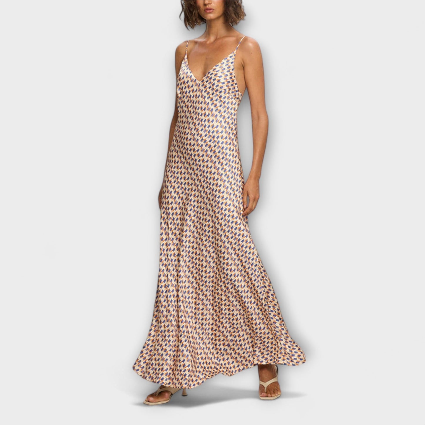 Elegant Floral Pattern Long Evening Dress