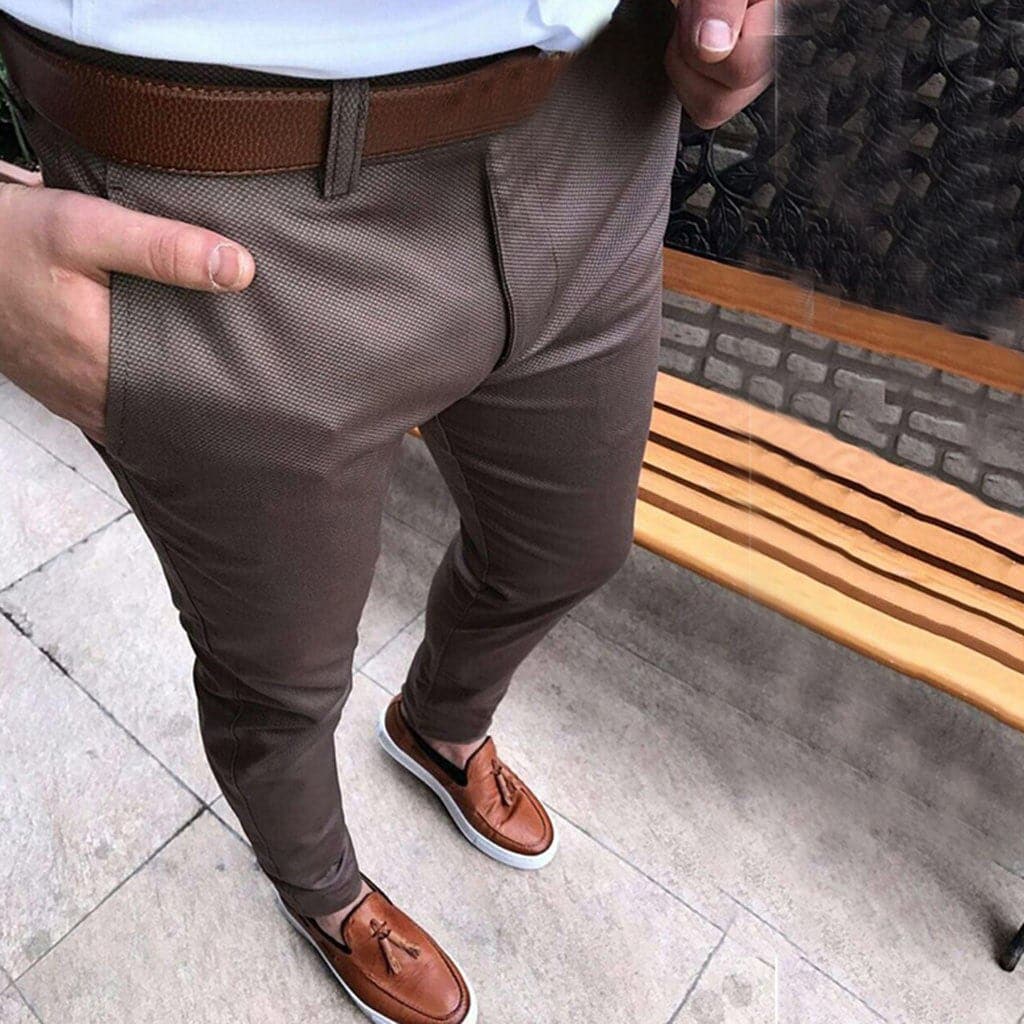 Slim Fit Mens Stretch Trousers for Work and Casual