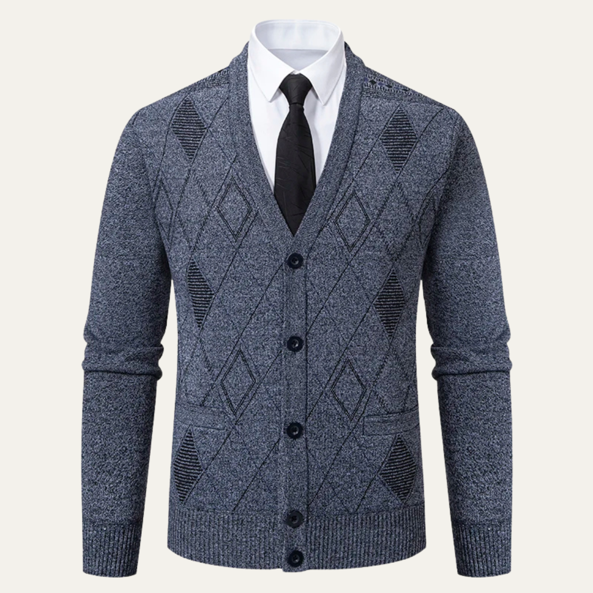 Fashionable Men's V Neck Knitted Cardigan Sweater