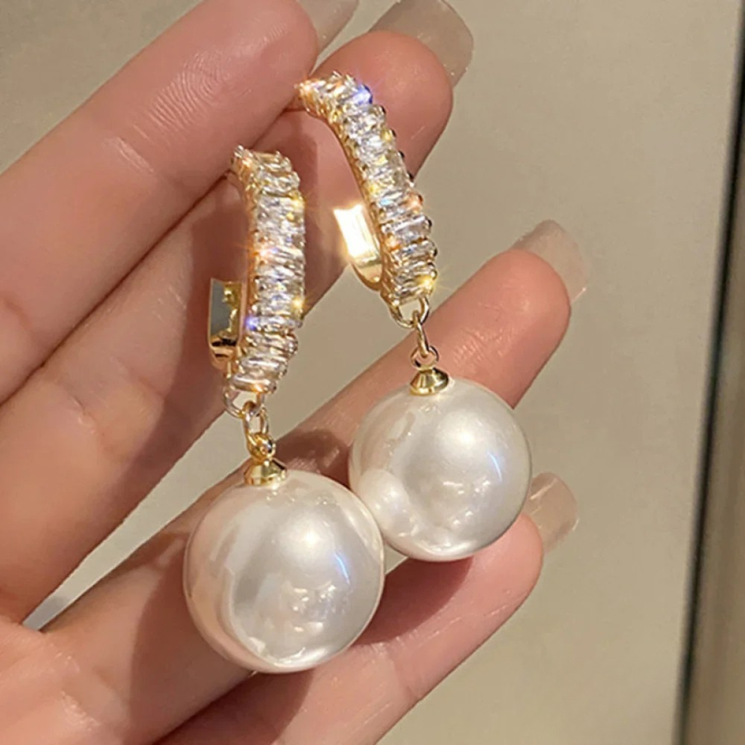 Luxurious White Gemstone Drop Earrings