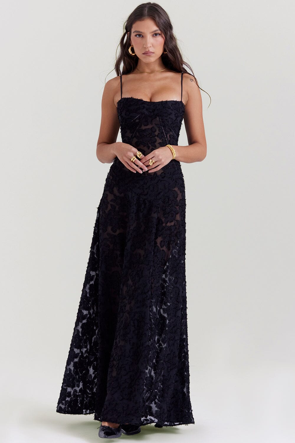 Elegant Long Dress for Women - Flowy Lightweight Floral