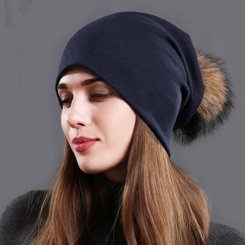 Warm Cozy Pom Pom Winter Beanie for Women