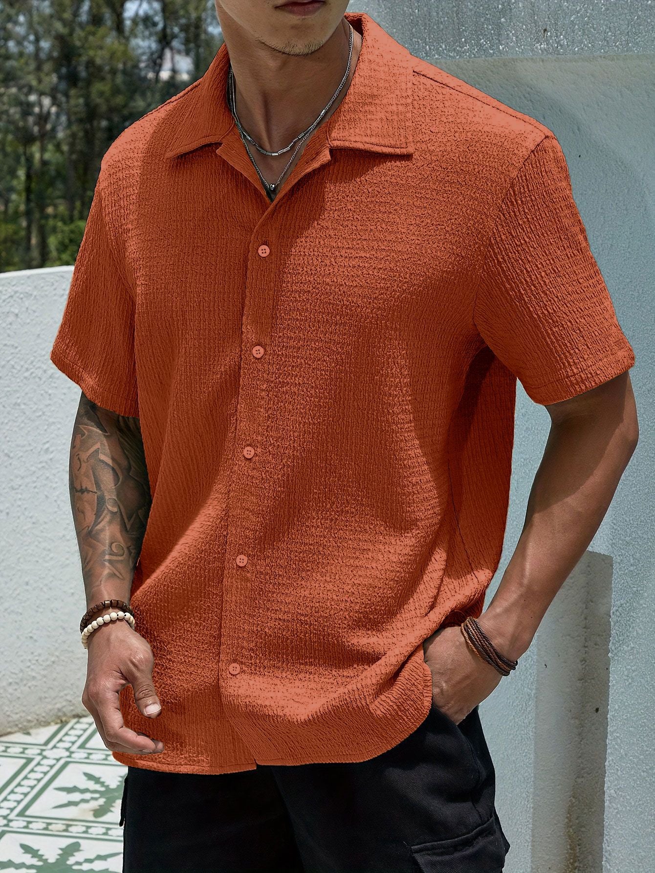 Casual Mens Short Sleeve Dress Shirt - Olytrend