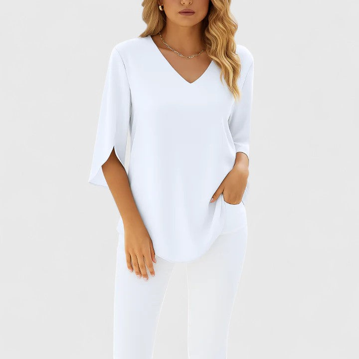 Elegant Deep V Neck Women's Blouse