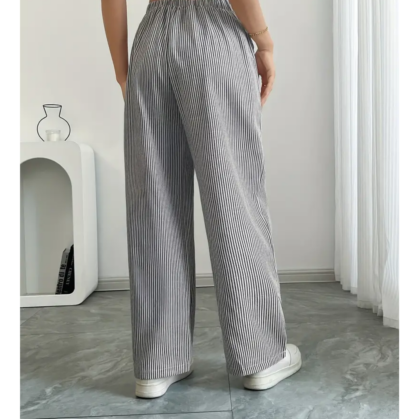 Comfortable Stripe Pants With Side Pockets