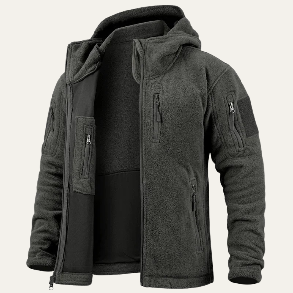 Men's Insulated Tactical Fleece Hoodie with Multiple Pockets