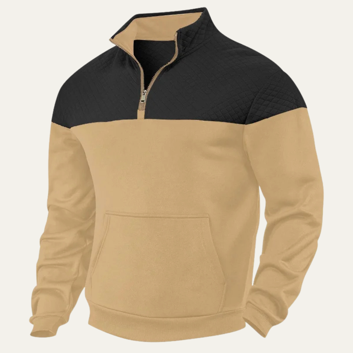 Men's Quilted Multicolor Block Half Zip Sweater