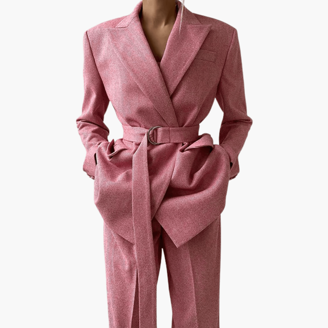 Women's Fitted Blazer Pantsuit - Chic and Professional