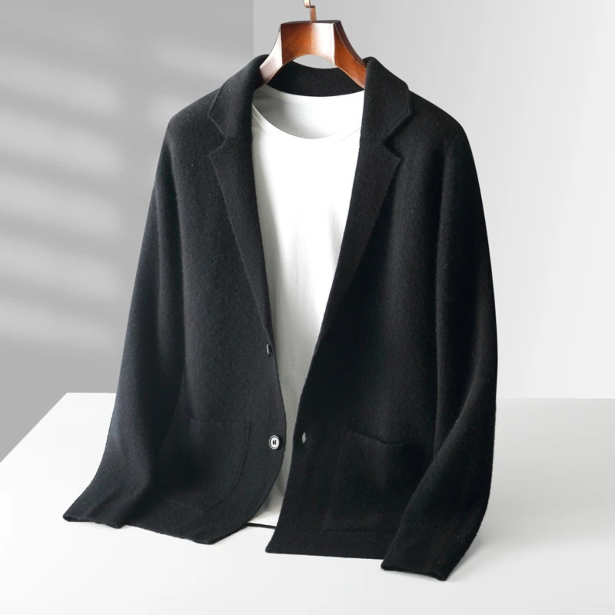 Comfortable Men's Merino Wool Crew Neck Cardigan Sweater