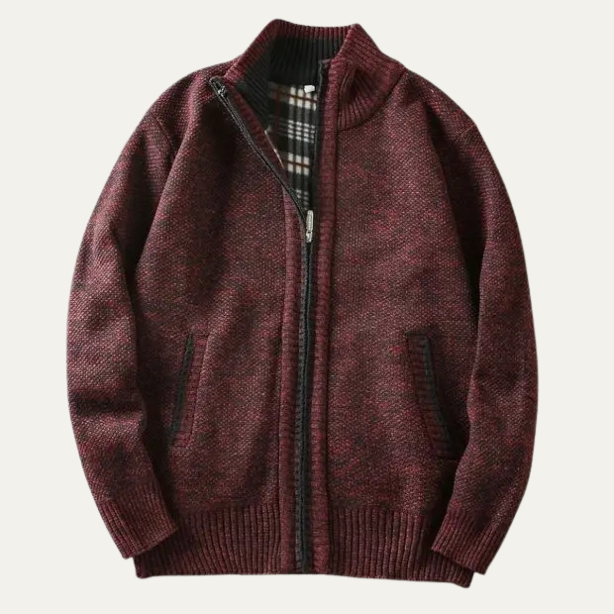 Thick Warm Men's Cable Knit Zip Up Jacket