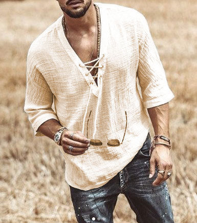 Casual Men's Shirt with Comfortable 3/4 Sleeves