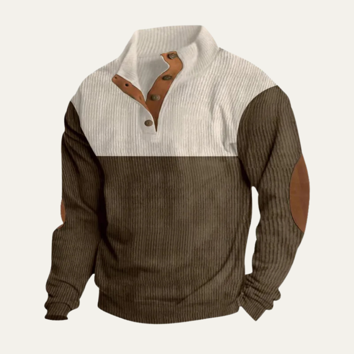 Rustic Men's Corduroy Patchwork Crew Neck Sweater