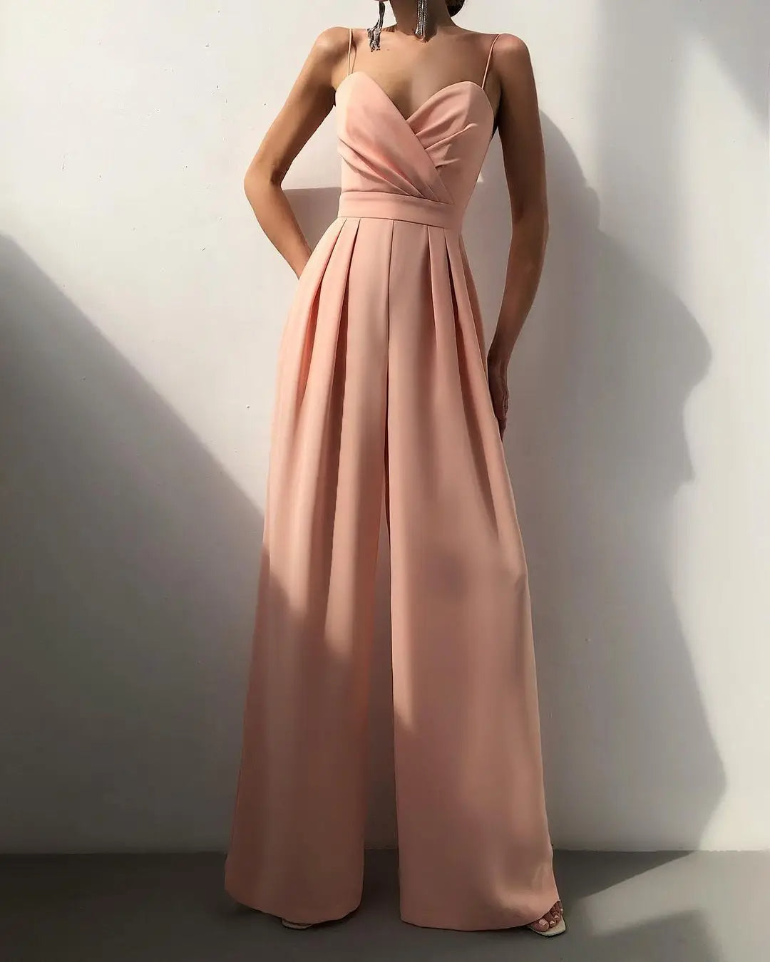 Comfortable Capri Jumpsuit with High Waist and Flare Legs