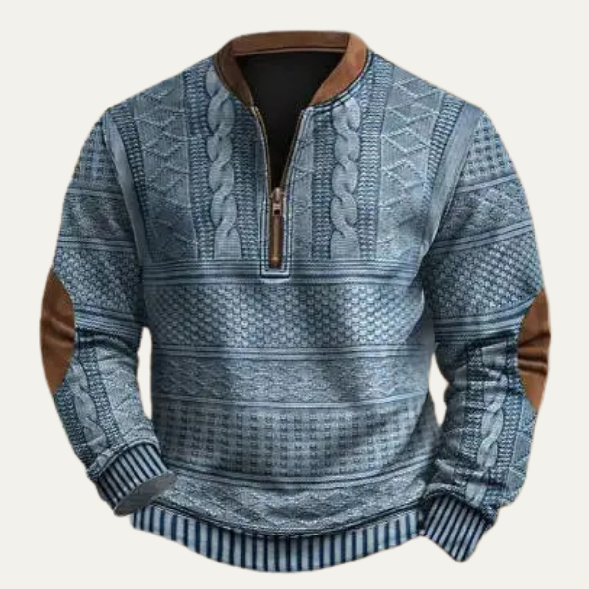 Classic Men's Crew Neck Patterned Pullover Sweater