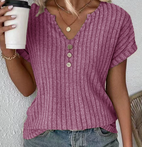 Textured Front Button Women's Blouse