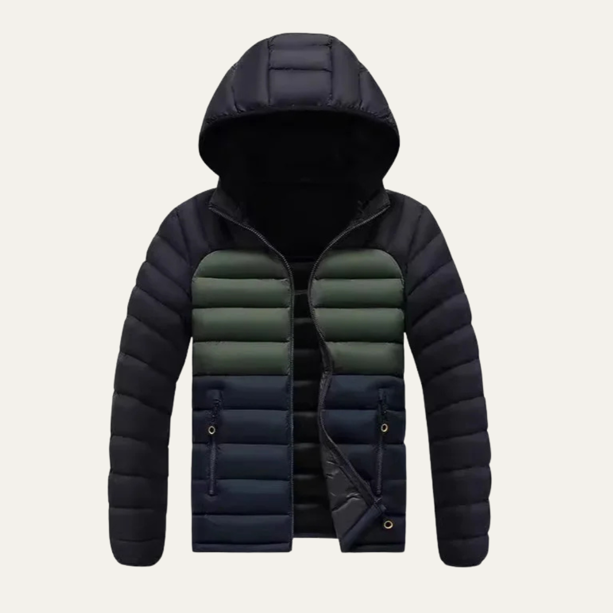 Warm Men's Puffer Jacket with Removable Hood