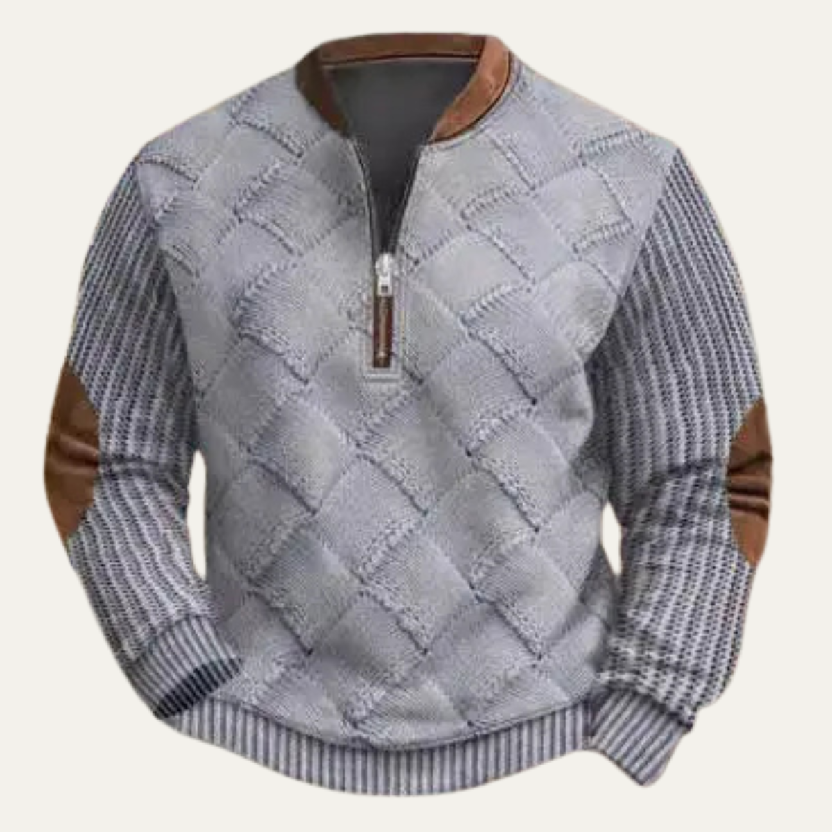 Men's Cozy Patterned Elbow Patch Sweater