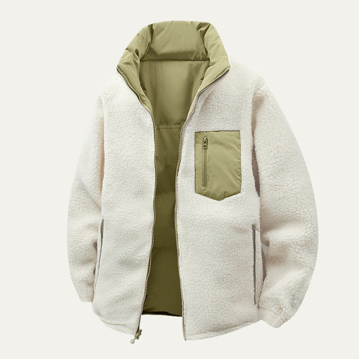 Thermal Double Layered Fleece Sherpa Mens Jacket