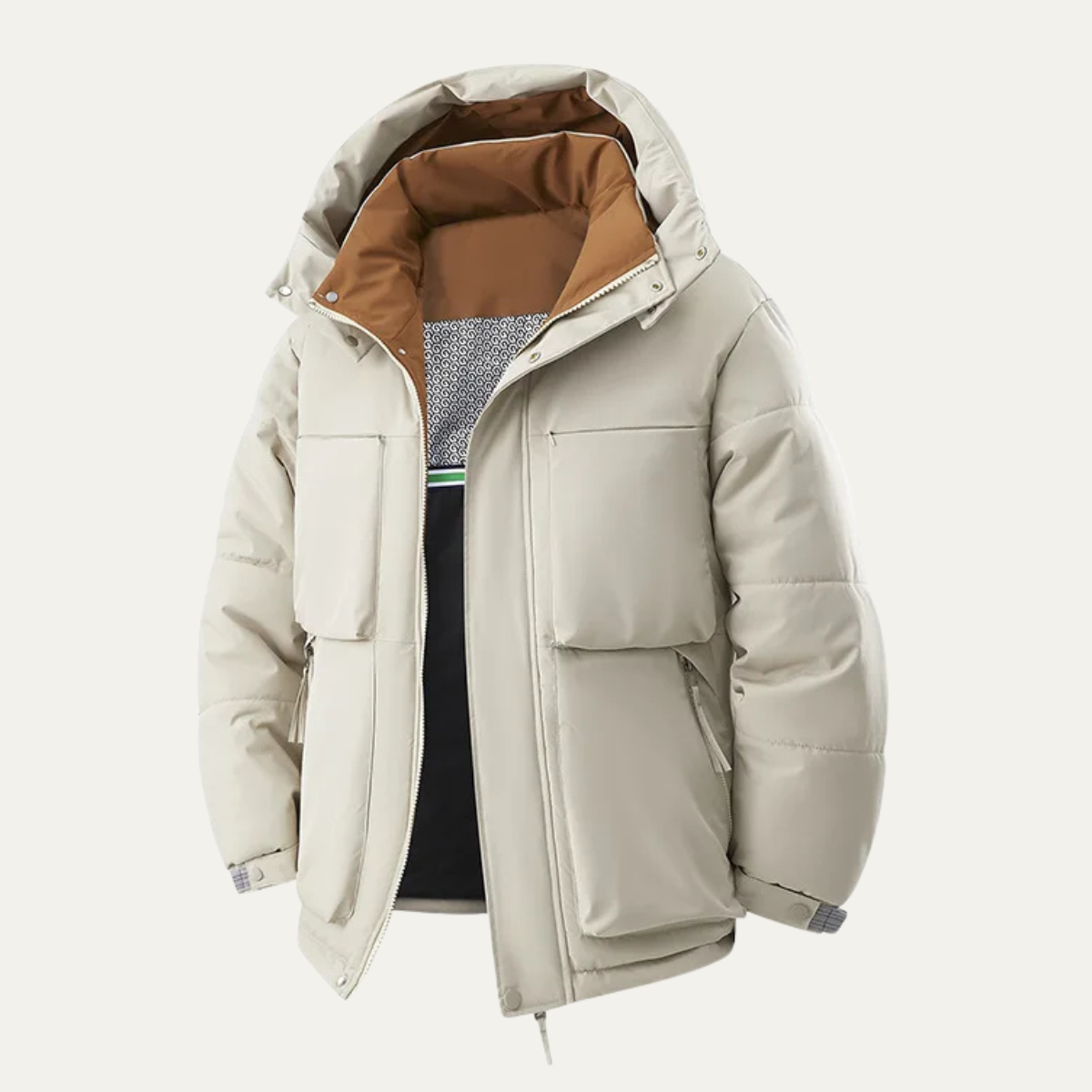Warm Men's Colorblock Hooded Puffer Coat