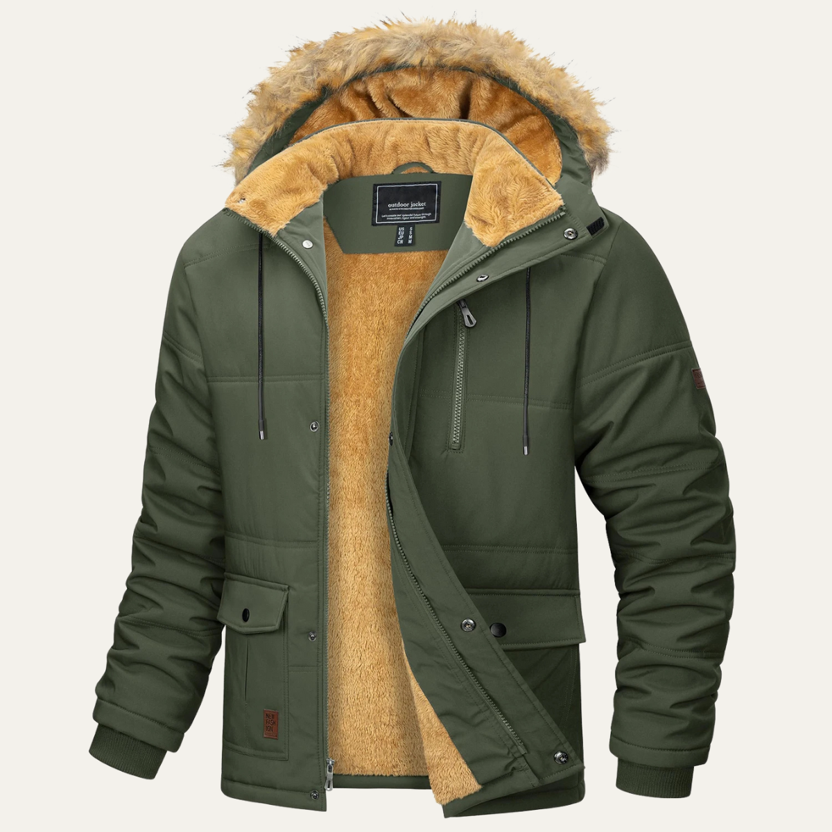 Warm Waterproof Men's Parka Coat with Removable Hood
