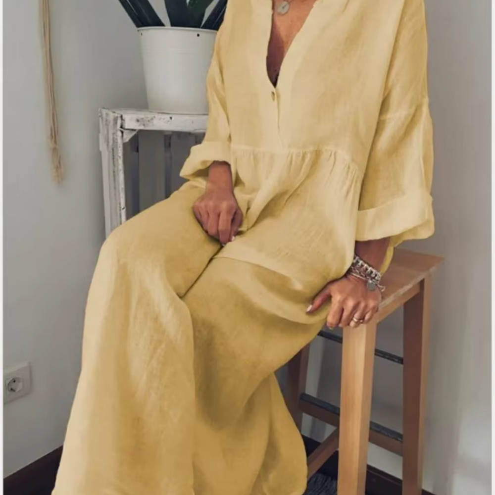 Loose Fit Women's Maxi Dress in Soft Cotton Style