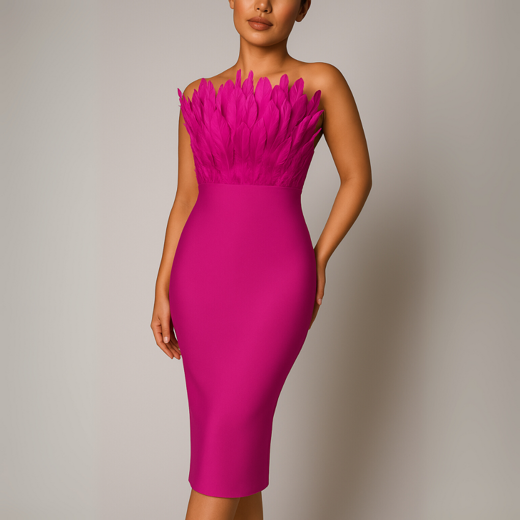 Sleeveless Chic Midi Dress with Floral Accent - Olytrend