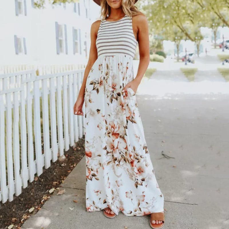 Elegant Strapless Floor Length Maxi Dress with Stretchy Waist - Nocini