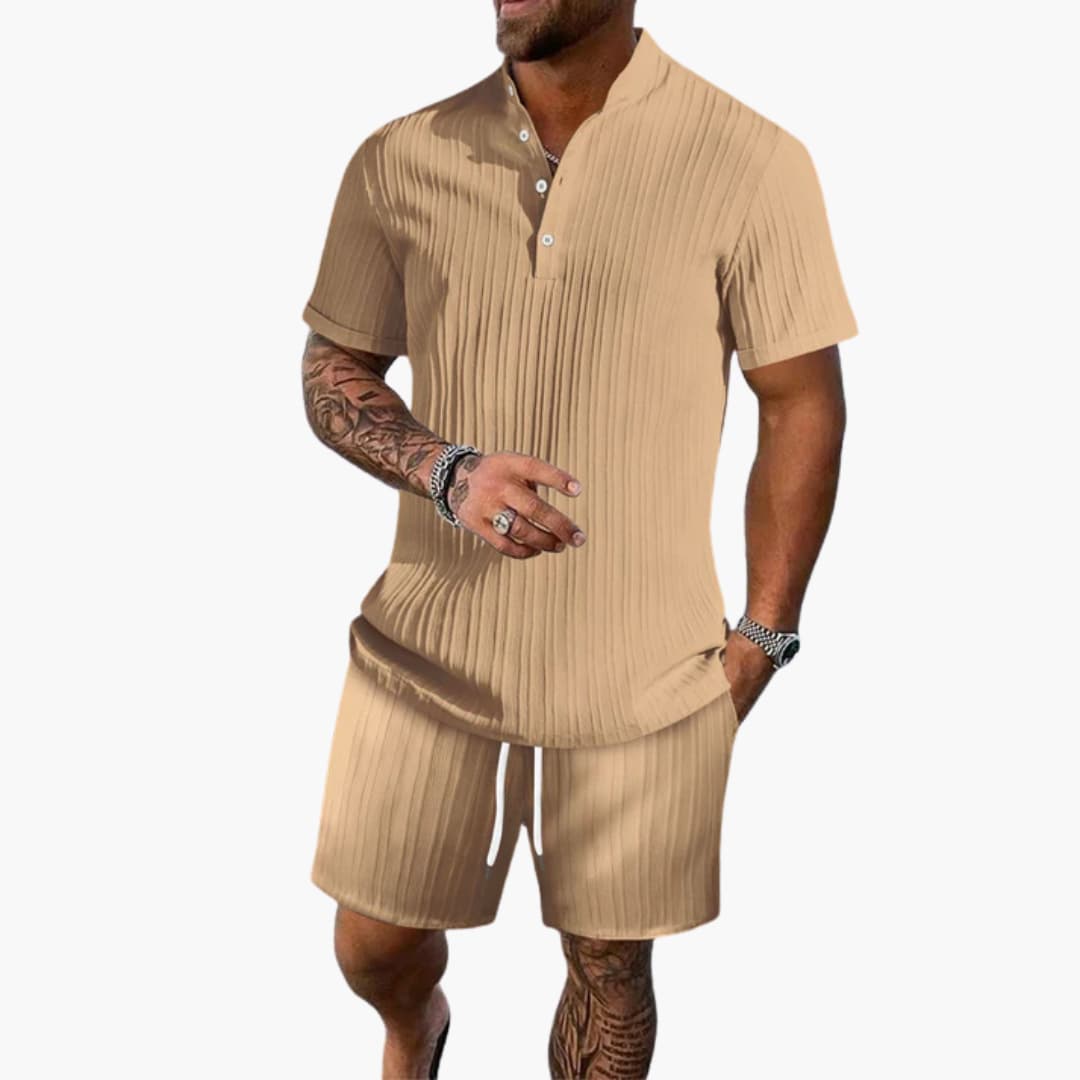 Men's Breathable Polo Shirt and Shorts Combo