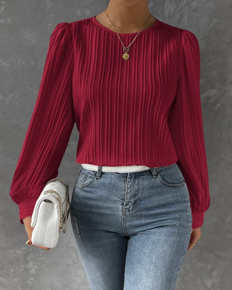 Ladies Floral Ruffle Neck Blouse