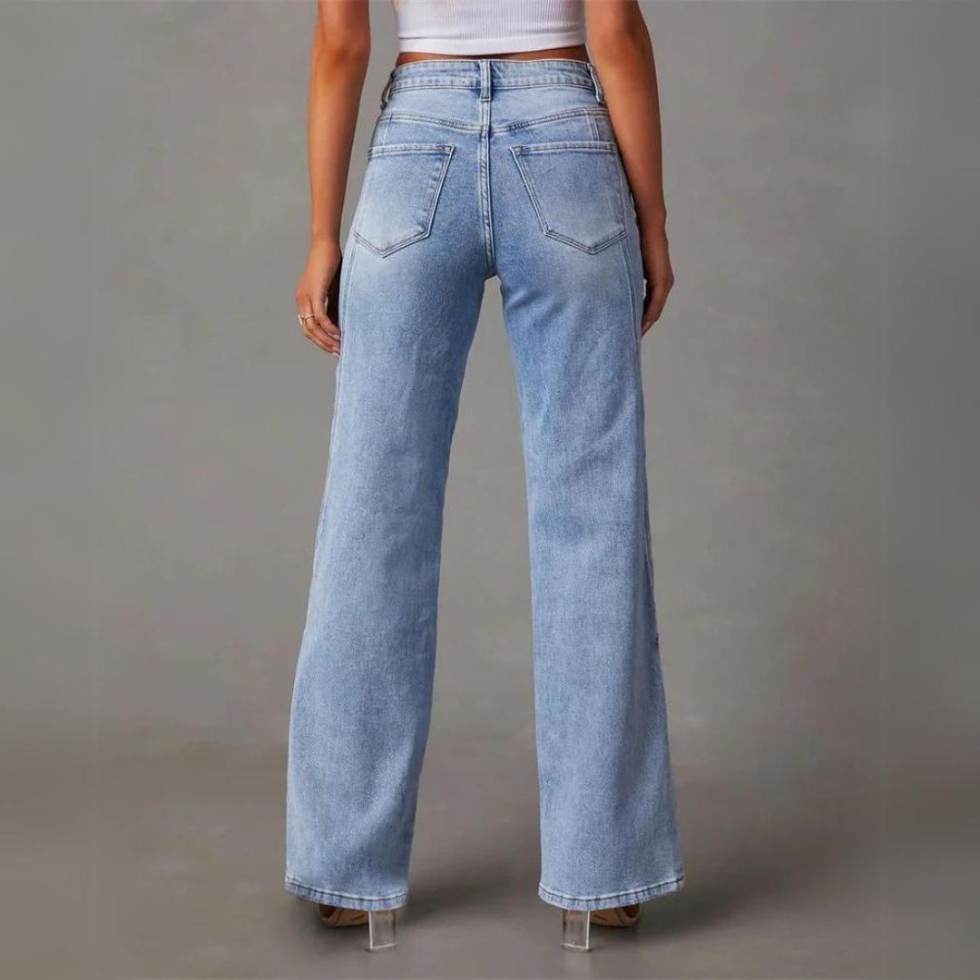 Relaxed Fit Women's Jeans with Button Fly