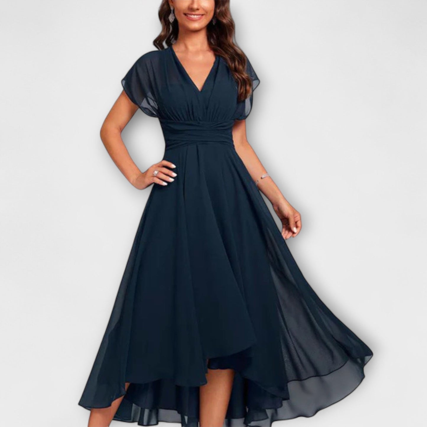 Floral Gathered Waist Dress - Nocini