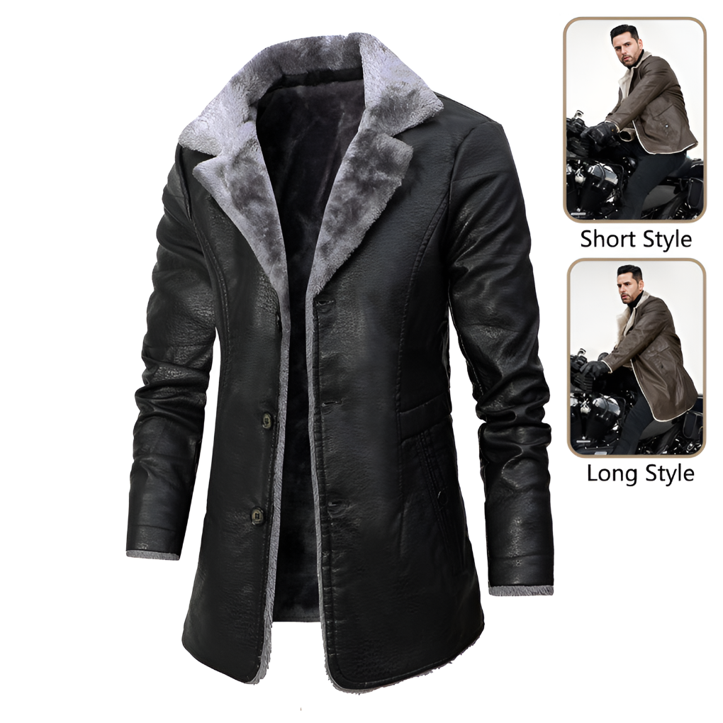 Warm Faux Fur Lined Leather Jacket