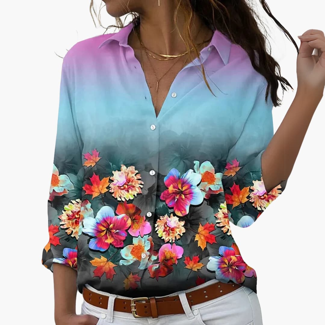 Vibrant Floral Women's Casual Blouse