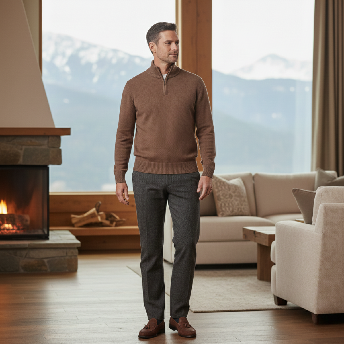 Premium Soft Men's Cashmere Quarter Zip Sweater