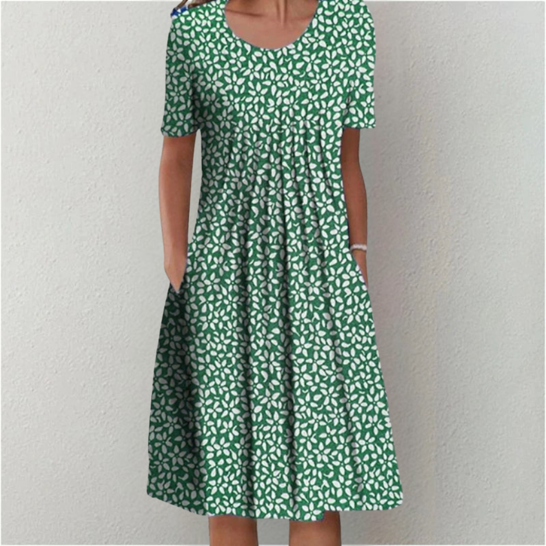 Chic Floral Summer Dress with Pocket Detail