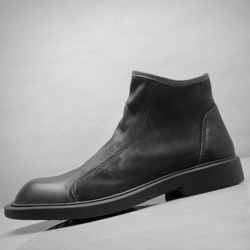 Insulated Men's Faux Leather Ankle Boots with Zip