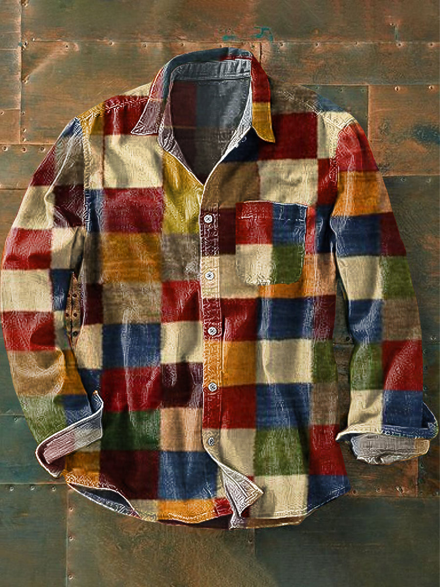 Classic Patchwork Men's Flannel Shirt - Nocini