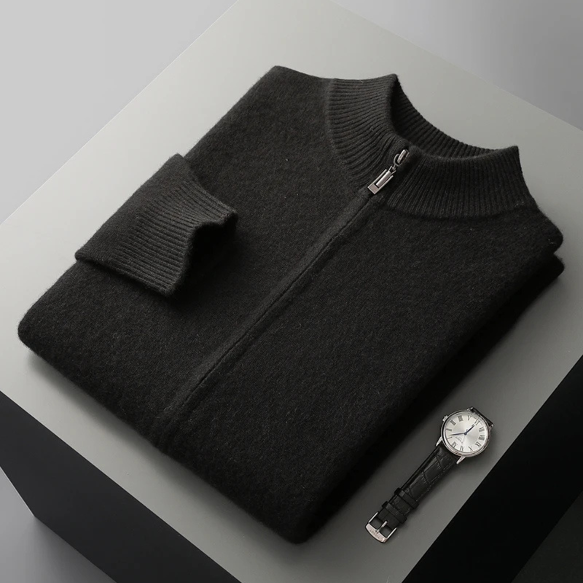 Soft Men's Wool Blend Zipper Cardigan Sweater