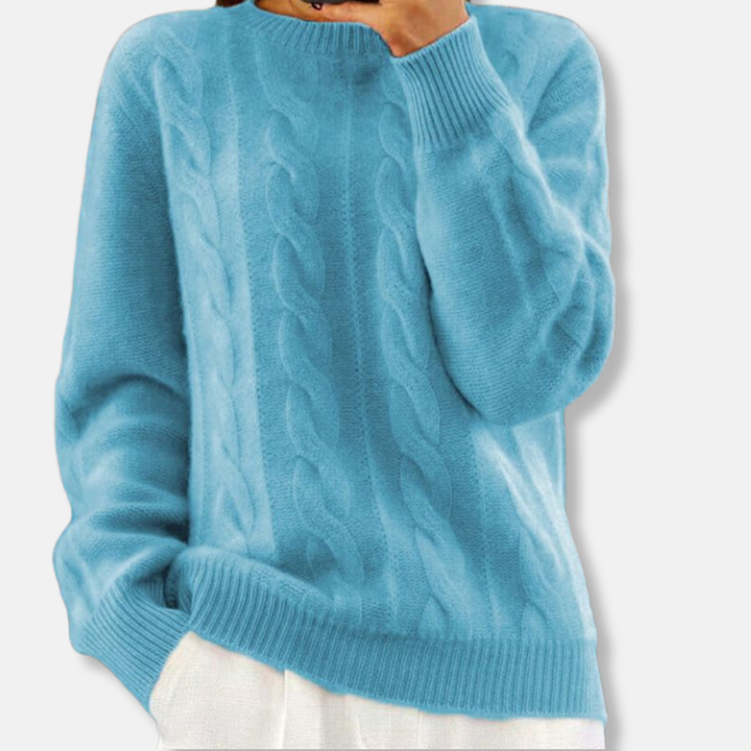 Casual Fit Cable Knit Crewneck Sweater