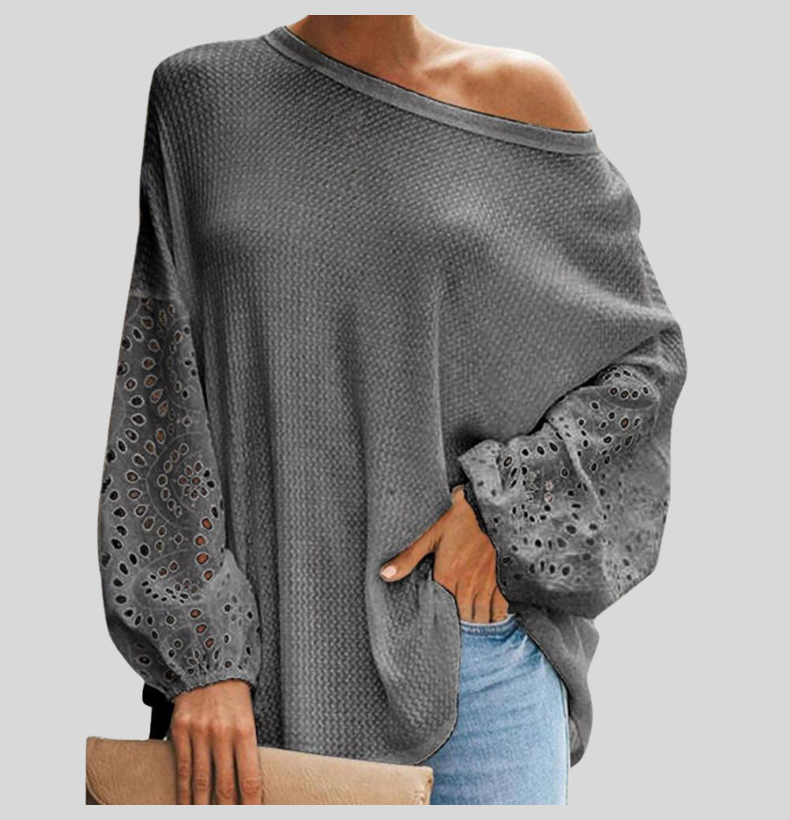 Feminine Lightweight Knit Top with Lace Trim