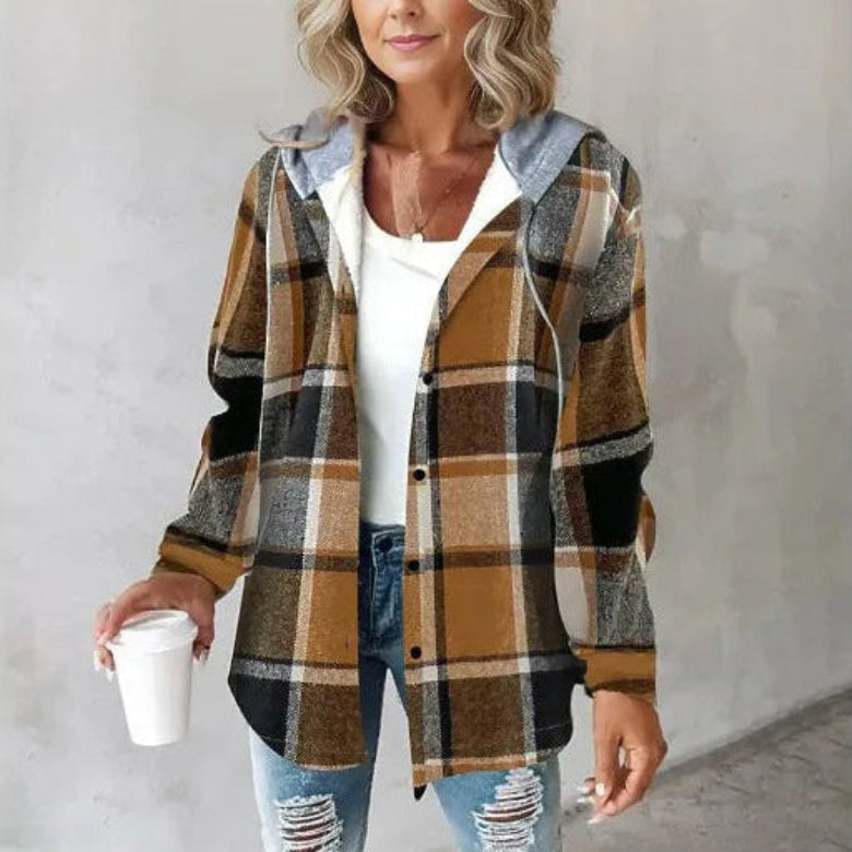 Ladies Plaid Hooded Jacket