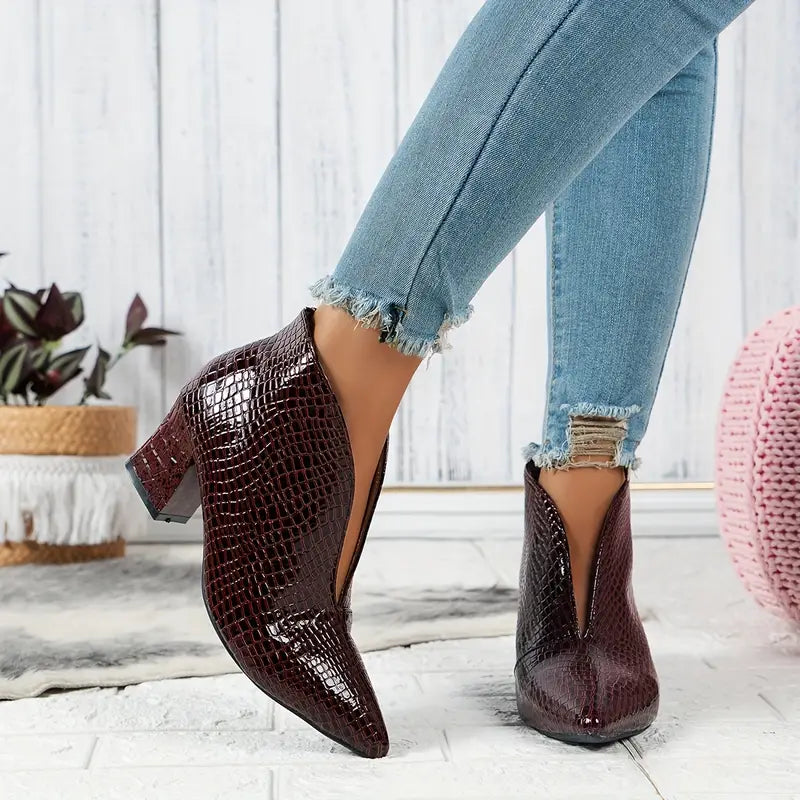 Women's Distressed Ankle Boots with Low Heel
