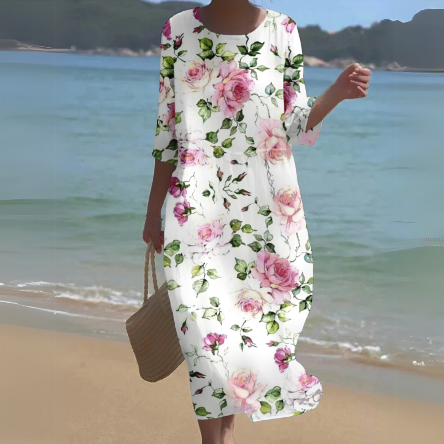 Elegant Ladies Floral Print Dress - Olytrend