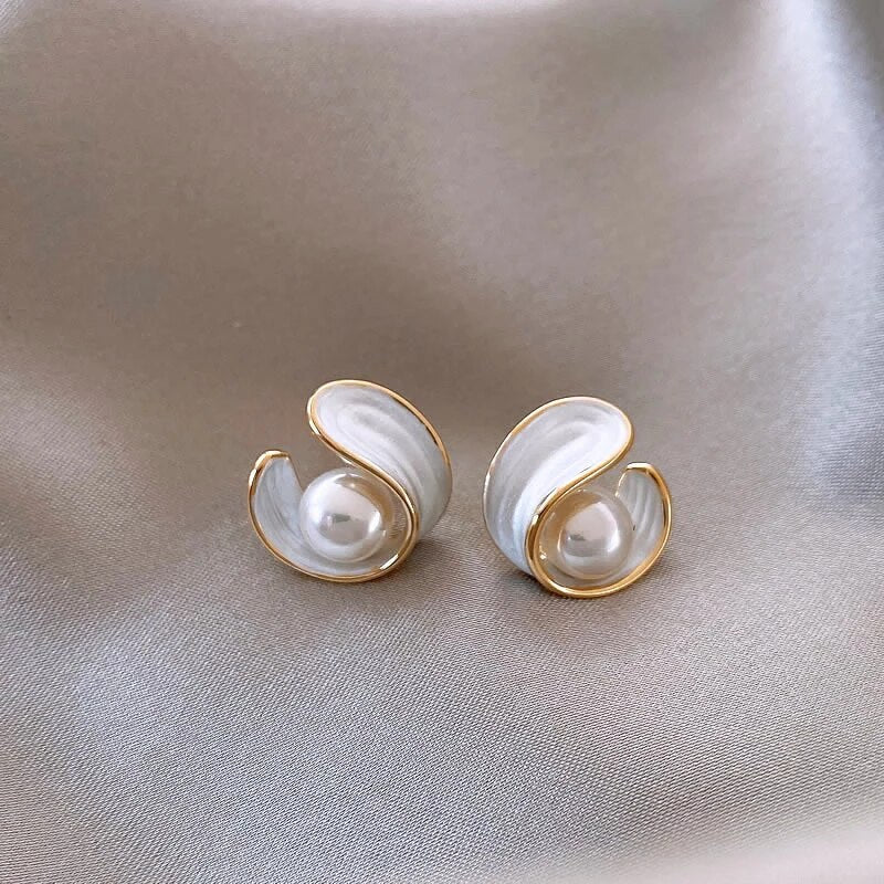 Luxurious White Pearl and Opal Drop Earrings