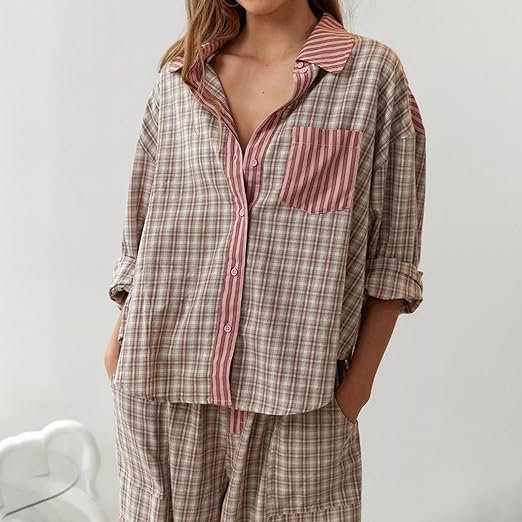 Chic Checked Two Piece Women's Outfit