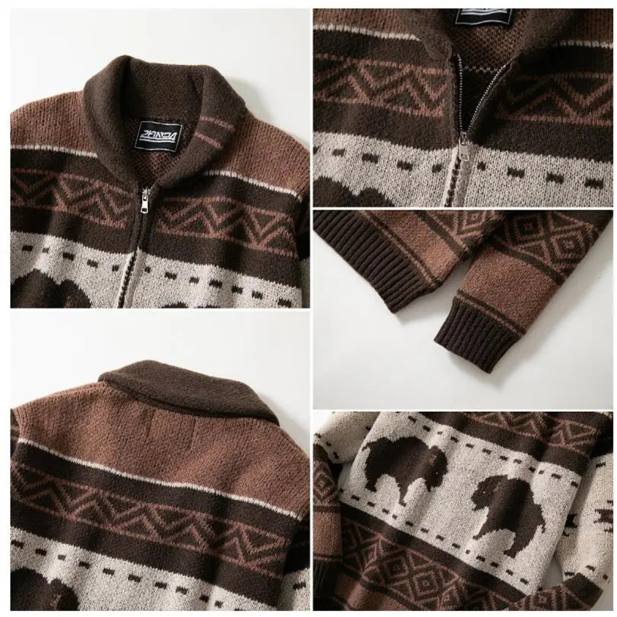 Classic Mens Vintage Buffalo Plaid Sweater Cardigan