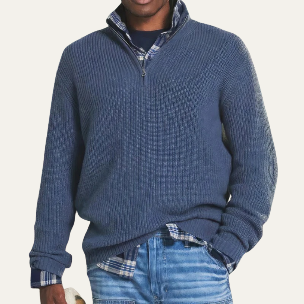 Warm Mens Merino Wool Half Zip Sweater